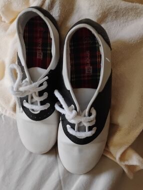 smartfit Black and White Saddle Kids Dress Shoes